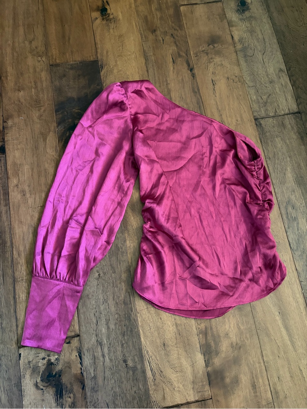 Lush Magenta asymmetrical one arm blouse size medium